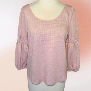 RO & De Anthropologie Pink Gingham Top Balloon Sleeves